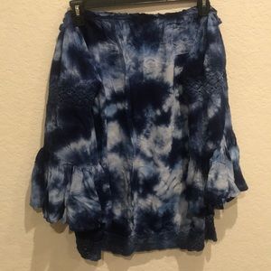 Tie-Dye Swim Cover Up White/Navy